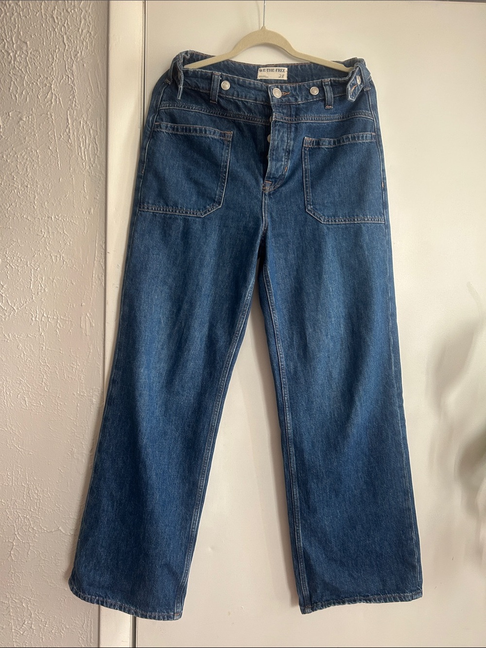 We The Free Mid to Dark Blue Wide Leg Jeans